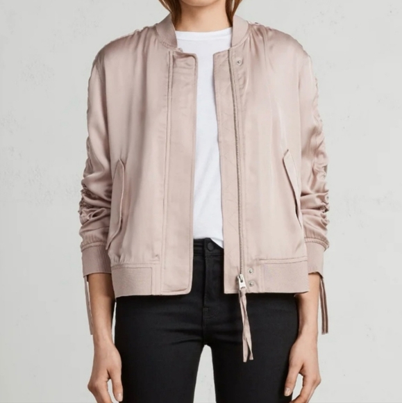 ALLSAINTS Ellis Bomber Long Sleeve Full Zip Ruched - Picture 1 of 8